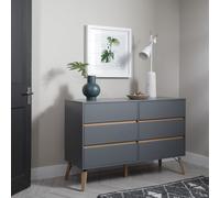 Otto Silk Grey 6-Drawer Chest - Modern Minimalist Bedroom Storage (Flat Pack)