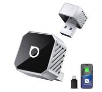OTTOCAST MINI POT 2026 New Version Wireless CarPlay & Android Auto Adapter 2-in-1, Convert Wired CarPlay/Android Auto to Wireless, 5s Quick Reconnection, Dual Device Memory，Cube Silver