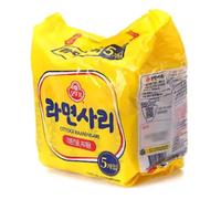 Ottogi Jin Ramen Spicy Korean Instant Ramyun Noodles 110g - Ramensari Plain Instant Noodle No Soup Included (Pack of 5)