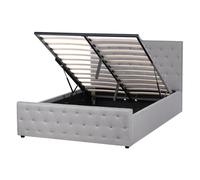 Ottoman Bed AMIENS Fabric Light Grey 140 x 200 cm (EU Double)