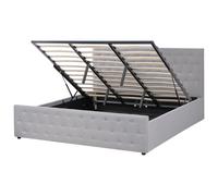 Ottoman Bed AMIENS Fabric Light Grey 180 x 200 cm (EU Super King)