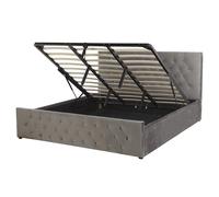 Ottoman Bed Velvet AMIENS 180 x 200 cm (EU Super King) Grey