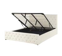 Beliani Ottoman Bed Velvet Amiens 180 X 200 Cm Eu Super King Light Beige