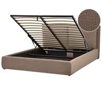 Beliani Ottoman Bed Boucle Bajonna 160 X 200 Cm Eu King Size Taupe