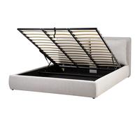Beliani Ottoman Bed Fabric Bajonna 180 X 200 Cm (Eu Super King) Light Grey