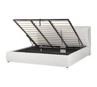 Ottoman Bed BAJONNA Velvet Off-White 180 x 200 cm (EU Super King)