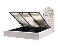 Ottoman Bed BASTON Boucle Light Beige 180 x 200 cm (EU Super King)