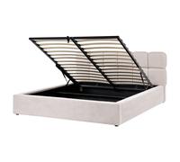 Ottoman Bed BASTON Fabric Light Beige 160 x 200 cm (EU King Size)