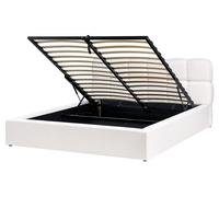 Beliani Ottoman Bed Baston Fabric Off-White 160 X 200 Cm (Eu King Size)
