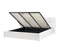Ottoman Bed BASTON Fabric Off-White 180 x 200 cm (EU Super King)