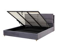 Beliani Ottoman Bed Velvet Batilly 180 X 200 Cm Eu Super King Grey, Grey