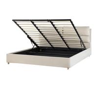 Ottoman Bed BATILLY Velvet Light Beige 180 x 200 cm (EU Super King)