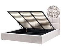 Ottoman Bed BASTON Boucle Light Beige 180 x 200 cm (EU Super King)