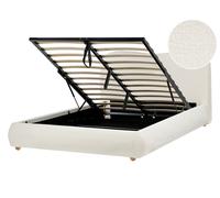 Beliani Ottoman Bed Boucle BLAGNAC 140 x 200 cm (EU Double) Off-White, White