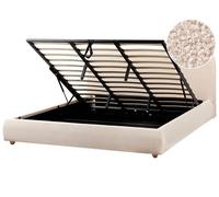 Ottoman Bed BLAGNAC Boucle Light Beige 180 x 200 cm (EU Super King)