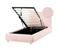 Ottoman Bed Boucle BLAGNAC 90 x 200 cm (EU Single) Pink