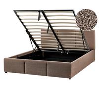 Beliani Ottoman Bed Boucle Bousse 140 X 200 Cm (Eu Double) Taupe