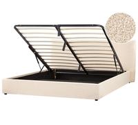 Beliani Ottoman Bed Lavaur Boucle Beige 180 X 200 Cm (Eu Super King)