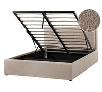 Beliani Ottoman Bed Montlaur Boucle Taupe 140 X 200 Cm (Eu Double)