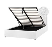 Ottoman Bed Boucle MONTLAUR 140 x 200 cm (EU Double) White