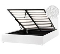 Ottoman Bed Boucle MONTLAUR 160 x 200 cm (EU King Size) White
