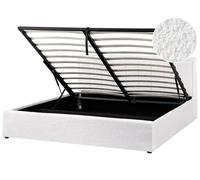 Ottoman Bed Boucle MONTLAUR 180 x 200 cm (EU Super King) White