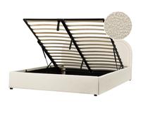 Ottoman Bed Boucle QUILLIEN 160 x 200 cm (EU King Size) Light Beige