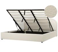Ottoman Bed QUILLIEN Boucle Light Beige 180 x 200 cm (EU Super King)