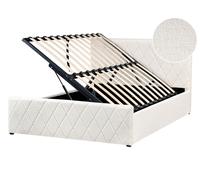 Ottoman Bed ROCHEFORT Boucle Off-White 140 x 200 cm (EU Double)