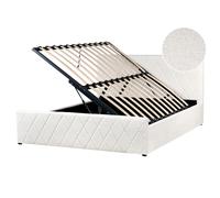 Beliani Ottoman Bed Boucle ROCHEFORT 160 x 200 cm (EU King Size) Off-White, White