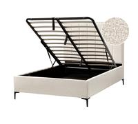 Boucle EU Double Size Ottoman Bed Off-White SEZANNE
