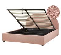 Ottoman Bed Boucle VAUCLUSE 140 x 200 cm (EU Double) Pastel Pink