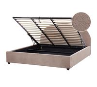 Beliani Ottoman Bed Boucle Vaucluse 180 X 200 Cm Eu Super King Taupe