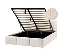 Ottoman Bed BOUSSE Boucle Off-White 140 x 200 cm (EU Double)