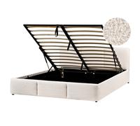 Ottoman Bed BOUSSE Boucle Off-White 160 x 200 cm (EU King Size)