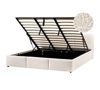Ottoman Bed BOUSSE Boucle Off-White 180 x 200 cm (EU Super King)