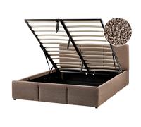 Beliani Ottoman Bed Boucle Bousse 140 X 200 Cm (Eu Double) Taupe