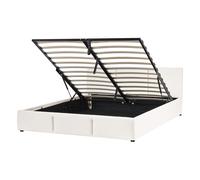 Ottoman Bed BOUSSE Fabric Off-White 140 x 200 cm (EU Double)