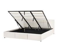 Ottoman Bed BOUSSE Fabric Off-White 180 x 200 cm (EU Super King)