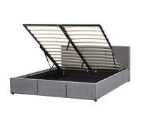 Beliani Ottoman Bed Velvet Bousse 160 X 200 Cm Eu King Size Dark Grey, Grey