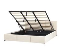 Beliani Ottoman Bed Velvet Bousse 180 X 200 Cm Eu Super King Light Beige