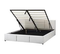Ottoman Bed BOUSSE Velvet Light Grey 160 x 200 cm (EU King Size)