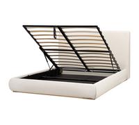 Beliani Ottoman Bed Fabric Campagne 160 X 200 Cm Eu King Size Light Beige