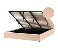 Beliani Ottoman Bed Chadenet Boucle Peach Pink 180 X 200 Cm (Eu Super King)