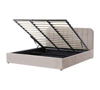 Beliani Ottoman Bed Chenille CHALLANS 180 x 200 cm (EU Super King) Taupe, Cream