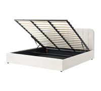 Beliani Ottoman Bed Fabric CHALLANS 180 x 200 cm (EU Super King) Off-White, White