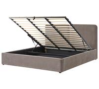 Beliani Ottoman Bed Arbois Chenille Taupe 180 X 200 Cm (Eu Super King)