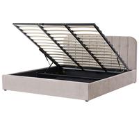 Beliani Ottoman Bed Chenille CHALLANS 180 x 200 cm (EU Super King) Taupe, Cream