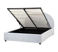 Beliani Ottoman Bed Fabric Vaucluse 140 X 200 Cm Eu Double Light Blue, Blue