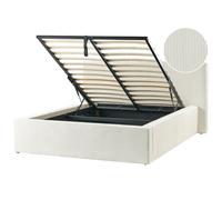 Ottoman Bed Corduroy LILLEBONNE 140 x 200 cm (EU Double) Light Beige